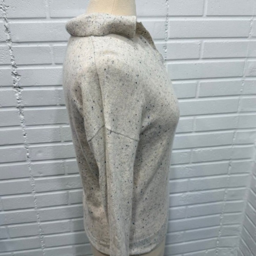 GARNET HILL Essential Cashmere Polo Sweater Cream‎ Speckled XS Oversized Donegal - Picture 3 of 14